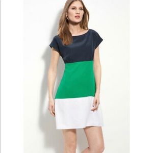 Eliza J Silk Color Block Shift Dress